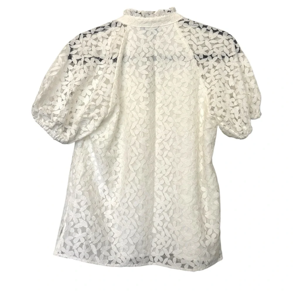 CeCe Lace Floral Blouse White - Picture 3 of 5
